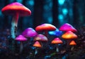 Magic mushrooms in an enchanted forest. Royalty Free Stock Photo