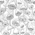 magic mushrooms seamless pattern