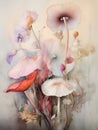 Magic mushrooms. Watercolor illustration. Colorful art