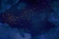 Magic night dark blue sky with sparkling stars. Royalty Free Stock Photo