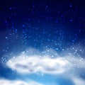Vector magic night sky with cloud