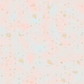 Magic orange bordered stars on pastel peach rose pink blue  background, party celebration seamless paper with starry shapes Royalty Free Stock Photo