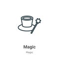 Magic outline vector icon. Thin line black magic icon, flat vector simple element illustration from editable magic concept Royalty Free Stock Photo