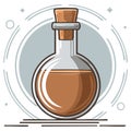 Magic Potion Bottle with Cork Stopper and Brown Liquid for Fantasy and Alchemy Royalty Free Stock Photo