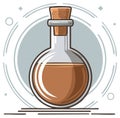 Magic Potion Bottle with Cork Stopper and Brown Liquid for Fantasy and Alchemy Royalty Free Stock Photo