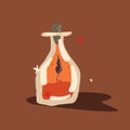 Magic potion bottle with glowing red liquid vector illustration Royalty Free Stock Photo