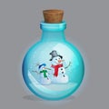 Magic potion bottle with winter decoration inside.