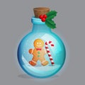 Magic potion bottle with winter decoration inside.