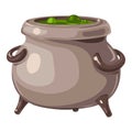 Magic potion cauldron icon, cartoon style