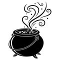 Magic potion cauldron silhouette with mist Royalty Free Stock Photo