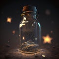 Magic potion in a glass bottle on a dark background. Generative AI Royalty Free Stock Photo