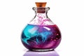 Magic potion in glass bottle on white background Royalty Free Stock Photo