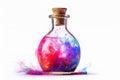 Magic potion in glass bottle on white background Royalty Free Stock Photo