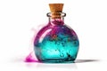 Magic potion in glass bottle on white background Royalty Free Stock Photo