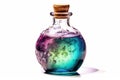 Magic potion in glass bottle on white background Royalty Free Stock Photo