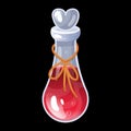 Magic Potion. Love Elixir Bottle. Poison Drink. Glass Vial With Heart Cork. Magical Laboratory. Valentine Beverage