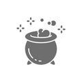 Magic potion pot for witches, halloween cauldron grey icon. Royalty Free Stock Photo