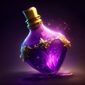 Magic potion in purple bottle. Vector illustration of magic potion in purple bottle. AI Generated