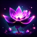 Magic purple lotus flower on a dark background. Vector illustration. AI Generated Royalty Free Stock Photo