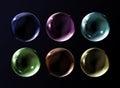 Magic rainbow fantasy colorful bubbles isolated on black background realistic transparent soap bubble Royalty Free Stock Photo