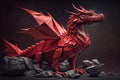 The magic of the red paper origami dragon