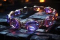 Magic ring made of precious metal with a large gemstone close-up, AI Generated