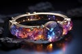 Magic ring made of precious metal with a large gemstone close-up, AI Generated