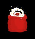 Magic Santa bag open. Red magical sack. New Year and Christmas illustration