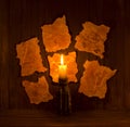 Magic signs with candle Royalty Free Stock Photo