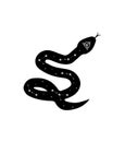 Magic snake in boho style with constellations. Mystical symbol in a trendy minimalist style. Esoteric vector