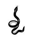Magic snake in boho style with moon. Mystical symbol in a trendy minimalist style. Esoteric vector illustration Royalty Free Stock Photo