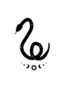 Magic snake in boho style with moon. Mystical symbol in a trendy minimalist style. Esoteric vector illustration
