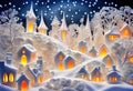 Magic snowy winterland with fairy houses and fantasy winter landscape Royalty Free Stock Photo