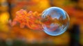 Soap bubble with an orange swirl inside Royalty Free Stock Photo