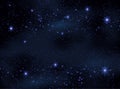 Magic Space. Fairy Dust. Infinity. Abstract Universe Background. Blue Gog and Shining Stars. Vector illustration Royalty Free Stock Photo