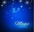 Magic Space. Fairy Dust. Infinity. Abstract Universe Background. Blue Background and Shining Stars. Vector illustration Royalty Free Stock Photo