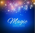 Magic Space. Fairy Dust. Infinity. Abstract Universe Background. Blue Background and Shining Stars. Vector illustration Royalty Free Stock Photo