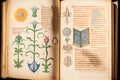 Magic spells in antique book with drawings and annotations, generative ai