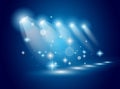 Magic Spotlights with Blue rays Royalty Free Stock Photo