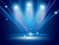Magic Spotlights with Blue rays Royalty Free Stock Photo