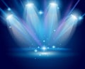 Magic Spotlights with Blue rays and glowing effect Royalty Free Stock Photo