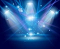 Magic Spotlights with Blue rays and glowing effect Royalty Free Stock Photo
