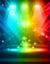 Magic Spotlights with rainbow rays Royalty Free Stock Photo