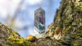 Magic still life with Gemstones fluorite crystal on nature background. Rocks for mystic ritual, witchcraft Wiccan or spiritual
