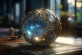 Magic stone ball with gold. Generate Ai