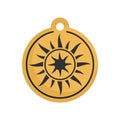 Magic sun medallion icon, flat style