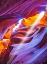 Magic sunbeam in slot-hole Antelope canyon Royalty Free Stock Photo