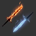 Magic swords in fire and ice