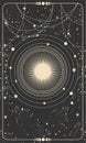 Magic tarot card, night celestial background with stars. Frame for astrology, witchcraft, predictions. A new star is born. Vector