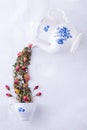 Magic teapot with roses tea Royalty Free Stock Photo